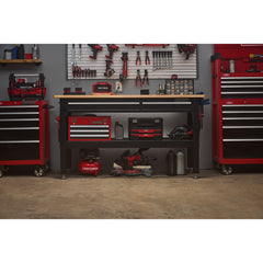6 Foot Wide 2-Drawer Adjustable Height Mobile Workbench - Black