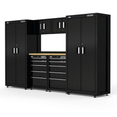 126 Inch Wide Welded Metal Storage System With Drawer Storage - Black