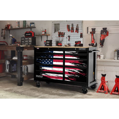 S2000 Series 63 Inch Wide 9-Drawer Patriotic Mobile Workstation