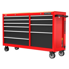 S2000 Series 63 Inch Wide 10-Drawer Steel Mobile Workstation - Red
