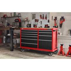 S2000 Series 63 Inch Wide 10-Drawer Steel Mobile Workstation - Red